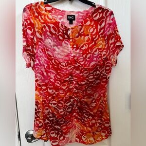 INC International Concepts Short  Sleeve Mesh Top